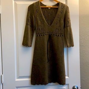 Knitted front tying sweater dress